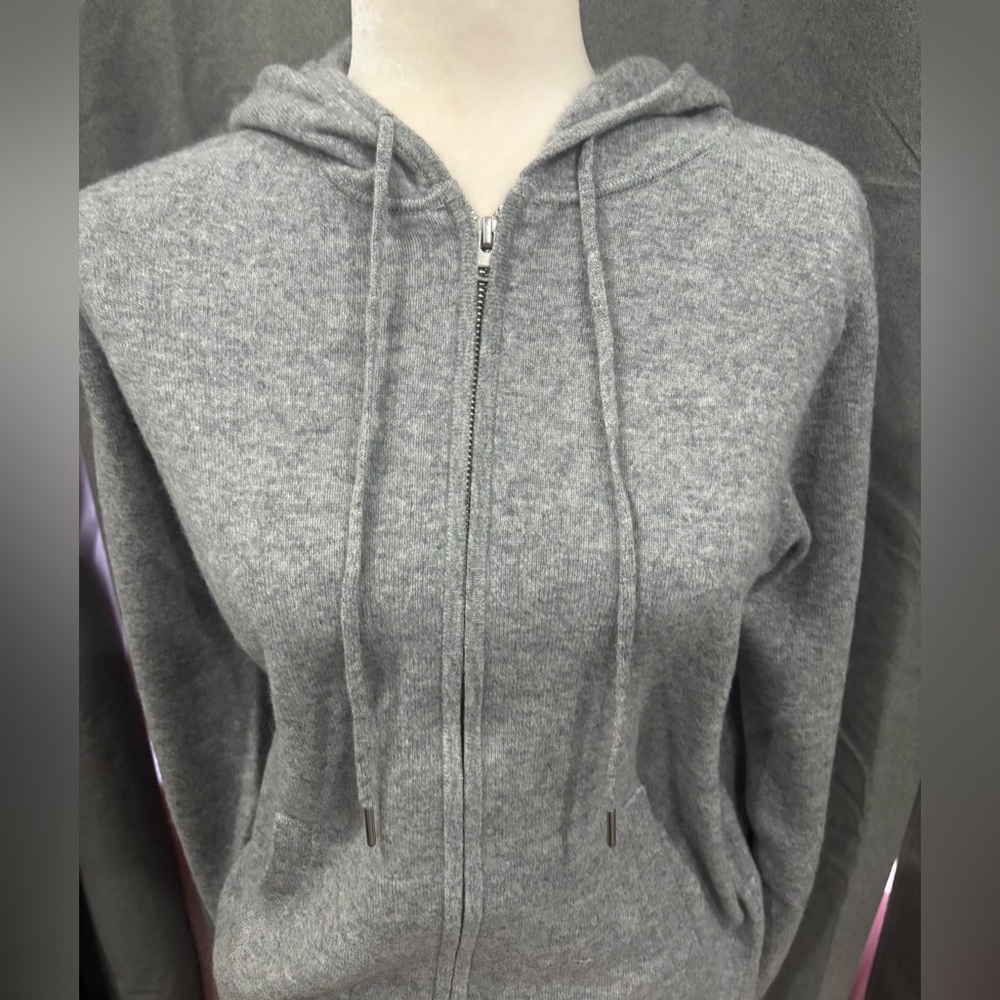 NWT Quince Mongolian Cashmere Full-Zip Hoodie Heather Gray Small & Medium Casual - Picture 5 of 14